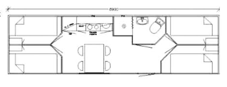 plattegrond mobiele woonunit 4 personen